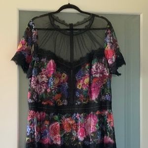 TADASHI SHOJI RAVI FLORAL TEA-LENGTH DRESS - PLUS SIZE
